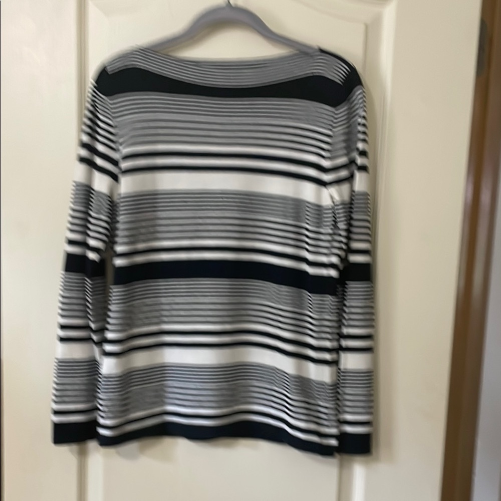 Talbots Black and White Striped Top